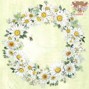 IHR ペーパーナプキン☆DAISIES WREATH light green☆(1枚・バラ売り)リース デイシー ミツバチ 英字 花柄 デコパージュ 可愛い ...