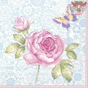 IHR ペーパーナプキン ☆ALL ABOUT TEA V&B(V&B)☆VILLEROY & BOCH(1枚/バラ売り)薔薇 ばら バラ ローズ ピンク 蝶 ...