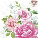IHR ペーパーナプキン☆BEVERLY white☆(20枚入り)ローズ バラ 薔薇 ユーカリ 花柄 デコパージュ 可愛い 素敵 お洒落 華やか エレガント ...