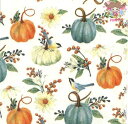 【25cmサイズ】IHR ペーパーナプキン☆PUMPKIN FLORAL☆(1枚/バラ売り)(W25cm×L25cm)カボチャ かぼでゃ 鳥 花 実 ハロウィン...