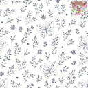 ti-flair ペーパーナプキン☆Butterfly Embroidery White☆(1枚/バラ売り)蝶 ちょう チョウ 葉 植物 青 白 刺繍 デコパー...