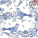 Paper+Design ペーパーナプキン ☆Porcelain bird☆(1枚・バラ売り)小鳥 青色 ブルー 花柄 お洒落 エレガント 華やかデコパージュ