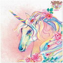 Paw ペーパーナプキン☆UNICORN FLOWER HEAD☆(1枚・バラ売り)ユニコーン 馬 おとぎ話 ピンク 花柄 動物 デコパージュ 素敵 お洒落 可...