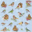 HOME FASHION ペーパーナプキン☆Birds & Houses☆(1枚/バラ売り)クリスマス 小鳥 巣箱 雪の結晶 雪 冬柄 素敵 可愛い お洒落 デ...