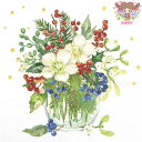 HOME FASHION ペーパーナプキン☆Christmas Bouquet☆(1枚/バラ売り)クリスマスローズ 花束 花柄 冬の花 素敵 可愛い お洒落 デ...