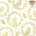 IHR ペーパーナプキン☆BRIGHT BIRD WREATH cream gold☆(1枚/バラ売り)リース 鳥 花輪 もみの木 ゴールド クリスマス デコパ...