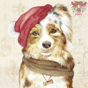 IHR ペーパーナプキン☆JACK cream☆(1枚/バラ売り)犬 いぬ イヌ 帽子 マフラー オーナメント クリスマス デコパージュ 可愛い 素敵 お洒落
