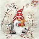 Ambiente ペーパーナプキン☆Dwarf hug☆ (1枚・バラ売り) クリスマス 小人 ドワーフ ウサギ 小鳥 雪 可愛い 素敵 お洒落 デコパージュ