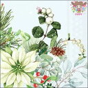Ambiente ペーパーナプキン☆White poinsettia☆ (20枚入り) 松ぼっくり ベリー ポインセチア もみの枝 ユーカリ クリスマス 可愛い...