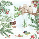 Ambiente ペーパーナプキン☆Winter outdoor☆ (20枚入り) ふくろう フクロウ ミミズク シジュウカラ シカ 鹿 クリスマスツリー 動物...