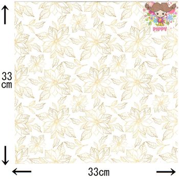 Ambiente ペーパーナプキン☆Poinsettia outline gold☆ （1枚/バラ売り） ポインセチア アウトライン ゴールド 花柄 素敵 お洒落 デコパージュ 2
