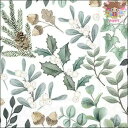 Ambiente ペーパーナプキン☆Collection of leaves☆ (1枚/バラ売り) ヤドリギ 松ぼっくり どんぐり 葉 クリスマス かわいい 素...