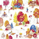 IHR ペーパーナプキン☆AUTUMN LANDSCAPE☆(1枚/バラ売り)秋の街角 建物 秋柄 紅葉 家 木 風景 デコパージュ 可愛い 素敵 お洒落 華や...