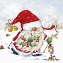 IHR ペーパーナプキン☆CHRIS☆(1枚/バラ売り)クリスマス ノーム 小人 妖精 雪 デコパージュ 可愛い 素敵 お洒落 華やか シック エレガント ハン...