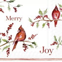 IHR ペーパーナプキン☆CHRISTMAS CARDINAL☆(1枚/バラ売り)クリスマス カージナル コウカンチョウ 赤い 小鳥 鳥 木の実 デコパージュ ...