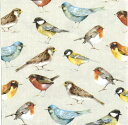 IHR ペーパーナプキン☆THE BIRDS cream☆(1枚/バラ売り)小鳥 鳥 ロビン コマドリ パターン デコパージュ 可愛い 素敵 お洒落 華やか シック エレガント ハンドメイド