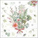 Ambiente ペーパーナプキン☆Eucalyptus and fern bouquet☆ (1枚/バラ売り) ユーカリ シダ植物 ブーケ 花束 植物 リボン...