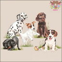 Ambiente ペーパーナプキン☆Playing puppies☆ (1枚/バラ売り) 子犬 犬 動物 ダルメシアン ジャックラッセルテリア ラブラドルレトリ...