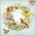 Ambiente ペーパーナプキン☆Wreath with ribbon☆ (20枚入り) 花柄 リース 小鳥 蝶々 春柄 かわいい 素敵 お洒落 可憐 エレガ...