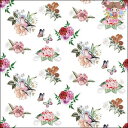 Ambiente ペーパーナプキン☆Charlotte white☆ (1枚/バラ売り) 薔薇 ローズ 蝶々 小鳥 花柄 かわいい 素敵 お洒落 可憐 エレガン...