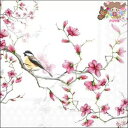 Ambiente ペーパーナプキン☆Bird & blossom white☆ (20枚入り) 小鳥 花柄 蝶々 春柄 かわいい 素敵 お洒落 可憐 エレガント...