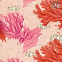 Braun + Company Atelier ペーパーナプキン☆Seagarden, blush☆(20枚入り)クマノミ 魚 海藻 海 赤色 デコパージュ 可...