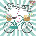Paper+Design ペーパーナプキン ☆Bike Love☆(1枚/バラ売り)自転車 子犬 自転車かご 花 イヌ 英字 ハート 乗り物 動物 かわいい お...
