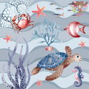 Paper+Design ペーパーナプキン ☆Deep sea☆(20枚入り)タツノオトシゴ 亀 カメ サンゴ カニ ヒトデ 魚 海 動物 かわいい お洒落 エ...