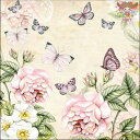 Ambiente ペーパーナプキン☆Botanical cream☆ (1枚/バラ売り) ローズ 蝶 クリーム アンティーク 花柄 かわいい 素敵 お洒落 可憐...