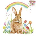 PPD ペーパーナプキン☆Rainbow Rabbit☆(1枚/バラ売り)虹 ウサギ うさぎ イースターエッグ チューリップ イースター 素敵 可愛い お洒落 ...