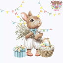 【カクテルサイズ】Paper+Design ペーパーナプキン ☆Bunny joy☆(1枚/バラ売り)(W24cm×L24cm)ウサギ うさぎ バスケット ガー...