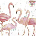 【25cmサイズ】IHR ペーパーナプキン☆FLAMINGO FEVER cream☆(1枚/バラ売り)(W25cm×L25cm)フラミンゴ 鳥 水彩画風 動物 デコパージュ 可愛い お洒落 素敵 華やか
