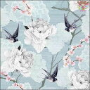 Ambiente ペーパーナプキン☆Oriental flowers blue☆ (1枚/バラ売り) ツバメ つばめ 花 枝 ブルー 鳥 花柄 素敵 お洒落 可...