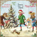 Ambiente ペーパーナプキン☆X-Mas on ice blue☆ (1枚/バラ売り) ヴィンテージ風 クリスマス スケート 猫 クリスマスツリー 子供 ...