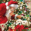Ambiente ペーパーナプキン☆Just be quiet☆ (1枚/バラ売り) サンタクロース 子犬 ゴールデンレトリバー クリスマス クリスマスツリー かわいい 素敵 お洒落 可憐 エレガント 華やか デコパージュ ハンドメイド