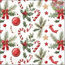 Ambiente ペーパーナプキン☆Christmas elements☆ (20枚入り) クリスマス クリスマスツリー オーナメント キャンディー リボン ひいらぎ かわいい 素敵 お洒落 可憐 エレガント デコパージュ ハンドメイド