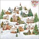 Ambiente ペーパーナプキン☆Winter village☆ (1枚/バラ売り) 街並み 雪景色 クリスマスツリー もみの木 クリスマス かわいい 素敵 お洒落 可憐 エレガント デコパージュ ハンドメイド