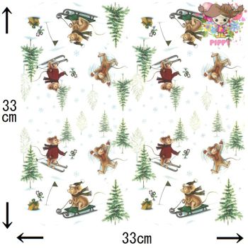 IHR ペーパーナプキン☆WINTER SNOW FUN☆（20枚入り）クリスマス ねずみ スキー 動...