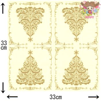 Pippy 2号店のDaisy ペーパーナプキン☆Gold Christmas Tree on Beige☆（1枚/バラ売り ）クリスマス クリスマスツリー ゴールド 可愛い 素敵 エレガント デコパージュ ハンドメイド｜アングル2