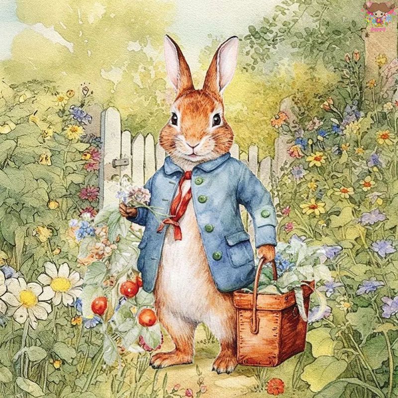 【25cmサイズ】Ambiente ペーパーナプキン ☆Mister Rabbit☆（1枚/バラ売り） ウサギ ラビット 花柄 イースター ガーデン 庭 春柄素敵 可愛い おしゃれ エレガント デコパージュ ハンドメイド(W25cm×L25cm)