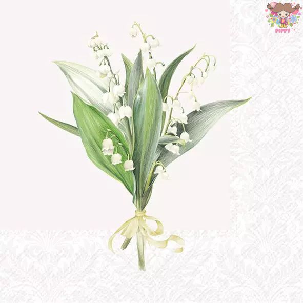 Other - IHR ペーパーナプキン☆LUJZA light grey☆（1枚/バラ売り）スズラン スノードロップ 花柄 ダマスク柄可愛い 素敵 お洒落 エレガント 華やか デコパージュ ハンドメイド 紙ナプキン