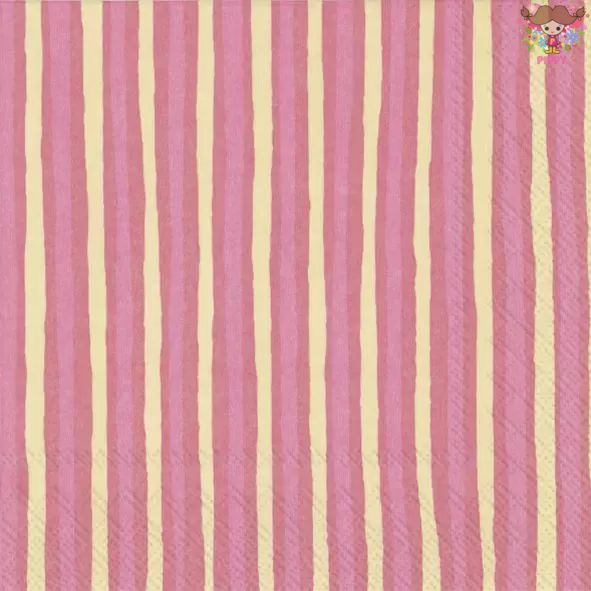Rakuten - marimekko マリメッコペーパーナプキン ☆PICCOLO pink cream☆（20枚入り）ピンク クリーム ストライプ パターン デコパージュ カルトナージュ 可愛い お洒落 華やか 素敵