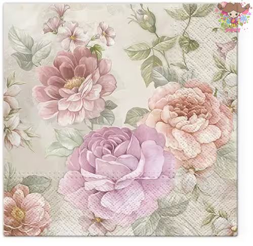 TETE a TETE ペーパーナプキン ☆Subtle Vintage Roses☆ （1枚/バラ売り）ローズ バラ 花柄 ボタニカル エレガント シック デコパージュ ハンドメイド
