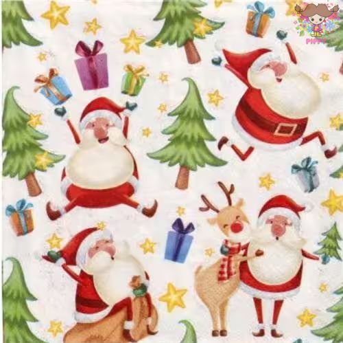 商品詳細 商品名 ドイツのPAPSTAR社製 ペーパーナプキン 柄名 Happy Santa 商品説明 ドイツのPAPSTAR社製 のペーパーナプキン。ヨーロッパならではのエレガントなデザインです。 3枚重ねで厚みがありしっかりとしていることが特徴。 デコパージュやラッピングなど、アイデア次第でさまざまな使い方ができます。 1枚目の画像はペーパーナプキン1/4です。 サイズ W33cm×L33cm/3枚重ね 素材 紙 入数 20枚入り その他 ※ご覧頂く環境により色・素材の見え方などが実際の商品と多少異なることがございます。 ※ペーパーナプキン特有のシワや印刷ミスやズレがありますので、ご了承お願い致します。 フランス生まれの可愛いデコパージュ＆デコパッチにも最適&nbsp;❤ お気に入りの柄を切ったり、ちぎったりして専用のりで貼るだけで、お手軽で簡単に自宅クラフトが楽しめます！ 石鹸他、木・鉄・プラスチック・ガラス・タイル・布など形を問わず、家庭にあるものにひと手間加えて使うことができます。シンプルな箱をデコして、プレゼント用ボックスを作ってみたり、石鹸や携帯ケースにデコしてお友達にプレゼントするなど用途は様々なので、自分のオリジナルな使い方を探してみるのもいかがでしょうか。 こんな感じにデコしてみました♪ ショップに届いた素敵なデコパージュ作品をご紹介！ &rarr;　 ☆デコパージュ作品はこちら☆ メール便とは、ご自宅のポストに郵便局と同様に投函にてのお届けとなりますので、不在時でもお受け取りすることができます。メール便での配送をご希望されるお客様は、注文を確定される前に、配送方法にて『メール便（日時指定・代金引換不可）（紙ナプキン20枚入り×2パックまで)』を選択してください。 ※ メール便ご利用の方は、ペーパーナプキン20枚入り×2パックまでとなります。 3パック以上、または、2パック＋バラ売りをご購入の方は、「宅配便」をご指定ください。 ※ メール便での『代金引換』はご利用頂けません。 代金引換をご利用の方は、『宅配便』をご指定ください。 ※ メール便で発送できないお客球には、こちらからご連絡しております。 その際、お客様とご連絡が取れるまで商品発送ができないため、お届けまでにお時間を要する場合がございますので、ご了承お願い致します。 ■基本的に、梱包が3センチ以内の場合は、お客様のご希望されましたメール便での配送をお受けいたします。しかし、商品のサイズによっては、メール便での配送はお受けできない場合もございますので、予めご了承ください。ご指定されましたメール便にて配送できない際は、商品発送前に当店よりお客様宛てにご連絡いたします。 なお、当店からお客様に連絡する際に、楽天システム経由にてメールを発信いたします。迷惑メールの拒否設定をされているお客様はお受取出来ない場合がございます。必ず迷惑メール拒否設定の解除をお願いいたします。 ■送料変更につきましては、楽天のシステム上、送料は自動計算されませんので、当店からのご注文確定メールにて再計算した合計金額をご連絡いたします。内容変更後、翌日に楽天からの内容変更のお知らせメールがあります。 ※必ずお読みください⇒発送に関するご注意 全てお読み頂きご了承頂いたお客様のみご利用可能でございます。ハンドメイドやラッピングにも大活躍！