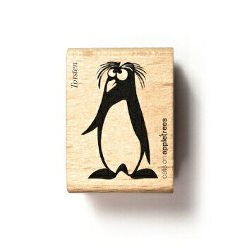 cats on appletrees スタンプ☆クレステッドペンギン 上を見るペンギン 鳥 動物 アニマル（CRESTED PENGUIN 3 TORSTEN）☆木製 プレゼント クラフト 雑貨 保育園 幼稚園 先生【メール便発送可】の商品画像 2
