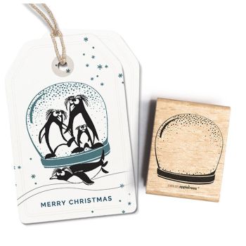 【在庫限り】cats on appletrees スタンプ☆スノードーム 大(Snow Globe 2)☆木製 プレゼント クラフト ..