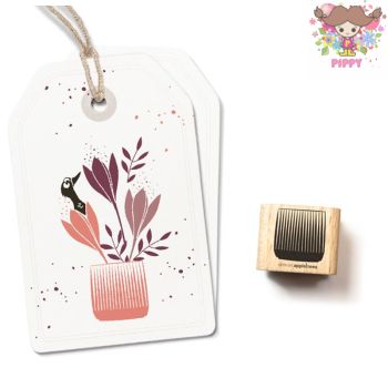 【在庫限り】cats on appletrees スタンプ☆花瓶 壺 フラワーベース(Vase 5)☆木製 プレゼント クラフト ..