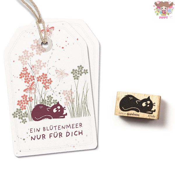 cats on appletrees スタンプ☆Cat Frida lying down☆猫 ねこ ネコ 横たわる 休む 伏せる木製 プレゼント クラフト 雑貨 保育園 幼稚園 先生【メール便発送可】