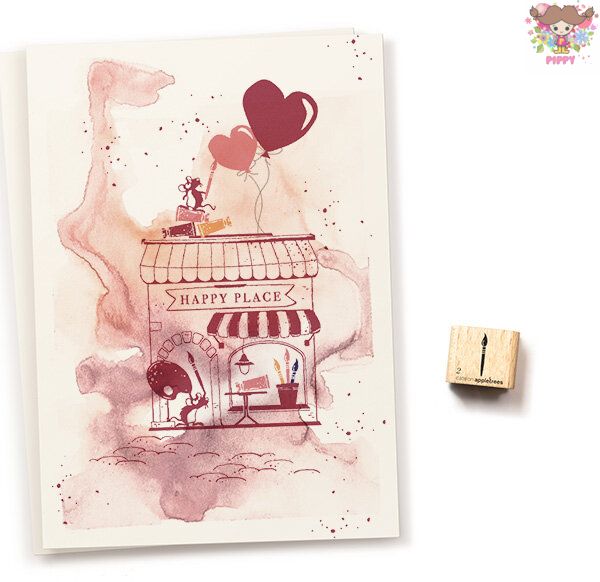 cats on appletrees ミニスタンプ☆Paintbrush 2☆筆 ふで 絵画 美術 芸術 アート木製 プレゼント クラフト 雑貨 保育園 幼稚園 先生
