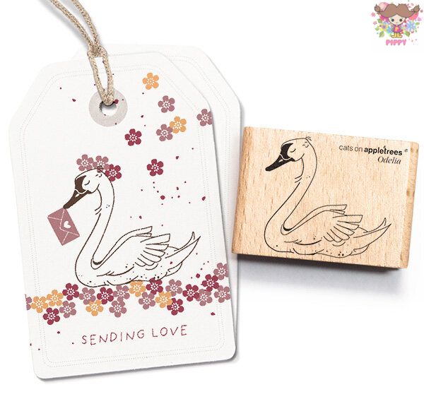 cats on appletrees スタンプ☆Swan Odelia☆スワン 白鳥 鳥 動物木製 プレゼント クラフト 雑貨 保育園 幼稚園 先生